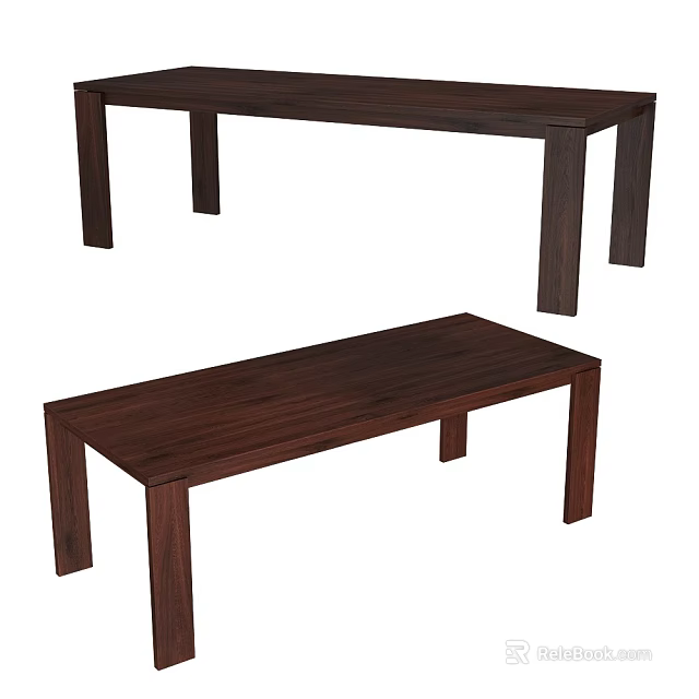 Dark Wooden Side Table With Rectangular Top And Sturdy Legs For Home Decor 3d model
