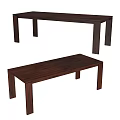 Dark Wooden Side Table With Rectangular Top And Sturdy Legs For Home Decor 3d model