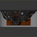Modern Bathtub Design With Wooden Panel Silver Frame And Black Top