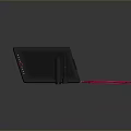 Black Digital Graphics Drawing Tablet With Stylus Pen And Red Charging Cable