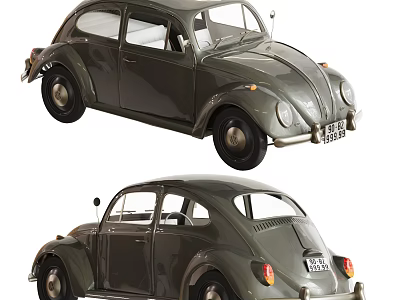 Classic Vintage Beetle Car Model Featuring Retro Design And Exterior Views 3d model