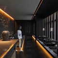 Traditional Japanese Restaurant Interior With Warm Lighting Wooden Tables And Comfortable Dining Seats