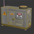 Gray High Voltage Equipment With Wheels Warning Labels And Top Circular Component 3d model