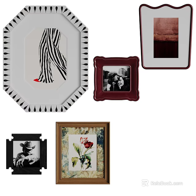 Abstract Painting Artworks In Various Framed Designs With Modern Artistic Styles 3d model 