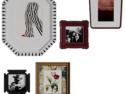 Abstract Painting Artworks In Various Framed Designs With Modern Artistic Styles 3d model