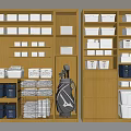 Wooden Storage Cabinet Rack With Organized Storage Baskets Boxes Folded Items And Golf Bag