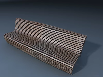 Outdoor Bench Wooden Slatted Modern Design for Garden Patio or Park Use 3d model