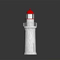Decorative Lighthouse Furniture With White Tower Red Dome Cross Railing And Reflection