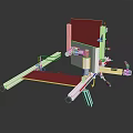 Adjustable Mechanical Workbench With Red Surface White Metal Frame And Wheels