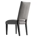 Modern Minimalist Dining Chair With Gray Linen Fabric Upholstery And Dark Wooden Legs