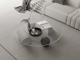 Coffee table glass coffee table round coffee table living room coffee table 3d model