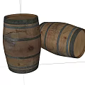 Vintage Wooden Barrels Decorative Ornament Set With Standing And Lying Styles
