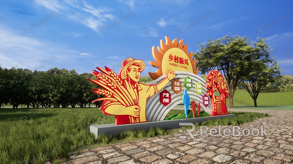 Revitalization of rural signs, signs, rural landscape sketches, farmland landscape sketches, rural signs, rural revitalization signs, agricultural signs, signs, signs, sketches model