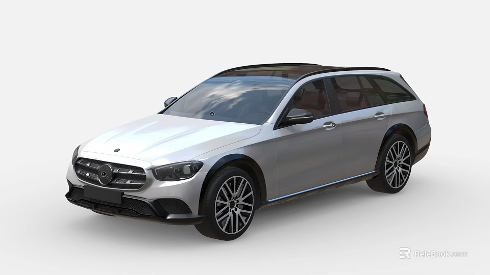 Modern Silver Mercedes-Benz Station Wagon With Black Roof And Stylish Black Wheels 3d model 