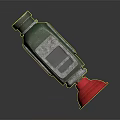 Unique Green Weapon Featuring Red Horn Shaped Part And Black Grip