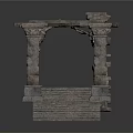 Ancient Stone Arch Architectural Structure With Carved Columns And Staircase Steps 3d model