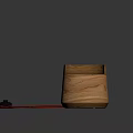 Minimalist Wooden Oak Cylindrical Floor Lamp With Red Cable And Black Plug