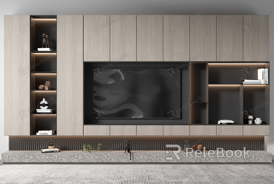 Modern TV background cabinet TV background wall model