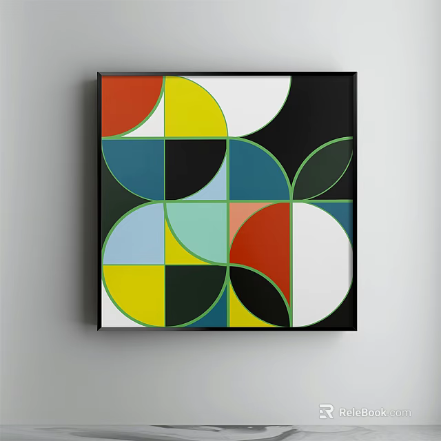 Abstract Geometric Wall Art With Colorful Circular And Semi Circular Patterns 3d model