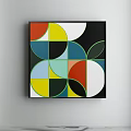 Abstract Geometric Wall Art With Colorful Circular And Semi Circular Patterns 3d model
