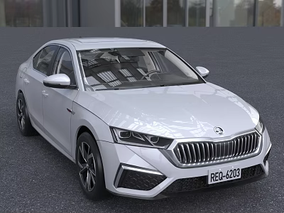 White Modern Sedan With Sleek Exterior And Stylish Front Grille Design 3d model