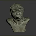 Realistic Prehistoric Ape Character Bust Sculpture For Game Movies