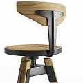 Modern Bar Stools With Wood And Metal Material Three Legged Structure Curved Backrest