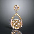 Elegant Gold Earrings With Diamond Accent And Pink Gemstone Exquisite Pendant Design