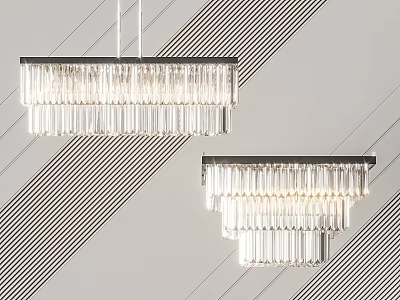 Elegant Modern Crystal Pendant Lights With Vertical Crystal Strips And Hanging Design 3d model