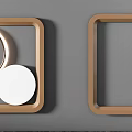 Modern Wall Decor Wooden Frames Circular Square Shapes White Dark Blue Geometric Patterns 3d model