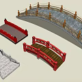 Various Bridge Designs Including Stone Arch Red Decorative And Slab Styles 3d model