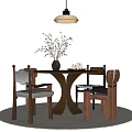 Middle Style Dining Table and Chair Round Dining Table 3d model