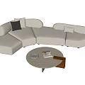 Modern Sofa Coffee Table Combination Coffee Table Curved Sofa 3d model
