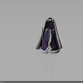 Elegant Purple Cloak With Gray Furry Trim And Blue Decorative Accents