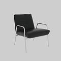Modern Black Leather Accent Chair With Stainless Steel Arms And Legs Minimalist Design
