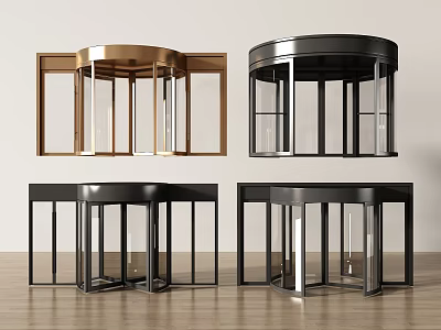 Modern Revolving Doors With Metal Frames Glass Panels And Color Options 3d model