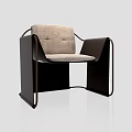 Modern Leisure Chairs With Dark Geometric Frame And Light Beige Cushion 3d model