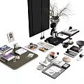 Modern Decorative Ornaments Set With Vase Books Trays And Photo Frames