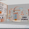 Mistine Orange Container Exhibition Booth With Decorative Design Elements And Brand Signage 3d model