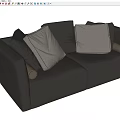 Stylish Dark Gray Multi Seater Sofa With Soft Cushions And Modern Design 3d model