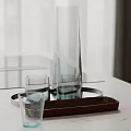 Modern Glass Decorative Ornament Set With Tray And Vases For Tabletop Decoration