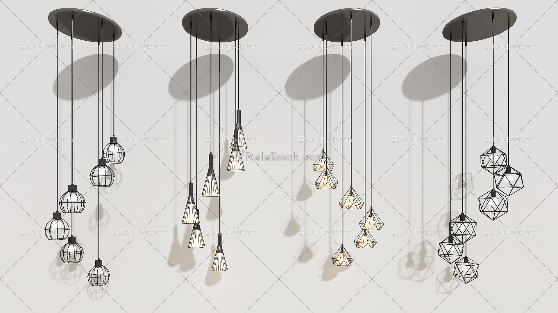 Modern industrial metal chandelier 3d model