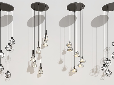 Modern industrial metal chandelier 3d model