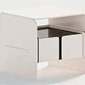 Modern Minimalist White Nightstand With Two Drawers And Smooth Top Surface 3d model