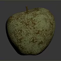 Golden Metallic Apple With Stem And Rustic Texture On Dark Background