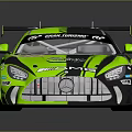 Green Mercedes AMG Racing Car With Number 55 Racing Team And Rear Wing