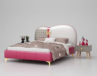 Modern Children's Bed Children's Double Soft Bed 3d model