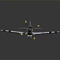 3D Aerospace Airplane Model Featuring US Flag Blue White Wing Stripes and Propeller