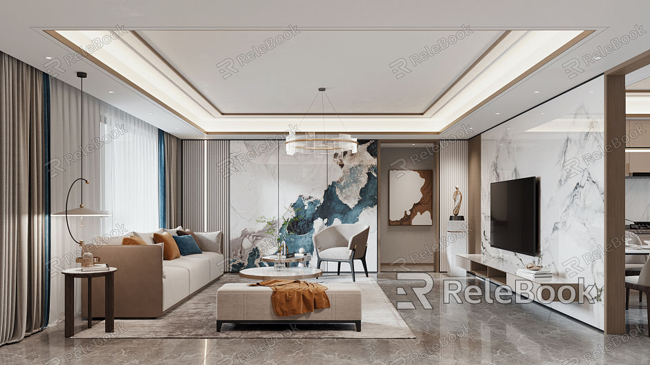 modern living room living room foyer model