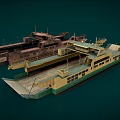 Two Modern and Rusted Ships With Open Decks and Hull Details